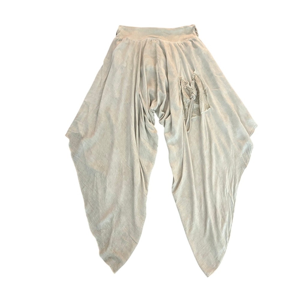 Miss&Yes Italy Silk Viscose Harem Pants Beige Lace Sequin Boho Trousers 1343